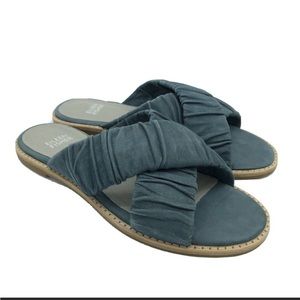 Eileen Fisher cross flat nubuck Pond slide sandals 8